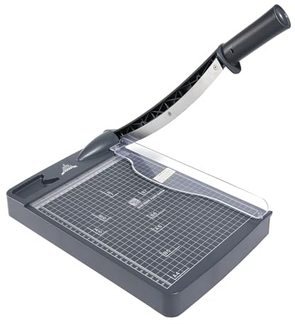 JIELISI Guillotine Paper Cutter Cutting Performance up to 12 Sheets,12 Inch Cut Length Heavy Duty Guillotine Paper Trimmer with Safety Guard and Blade Lock（Dark Gray）