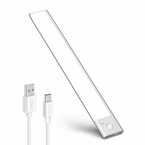 tedison Skåplampa, 40 cm, 3 000 mAh, dimbar 3 000/4 000/6 500K med rörelsedetektor, LED-ljus för skåp, USB-uppladdningsbar, trådlös LED-lampa med magnet