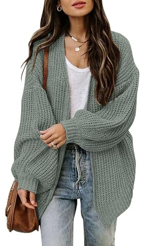 Jhsnjnr Women's Chunky Long Sleeve Knit Sweater Oversized Solid Color Open Front Outwear Cardigan