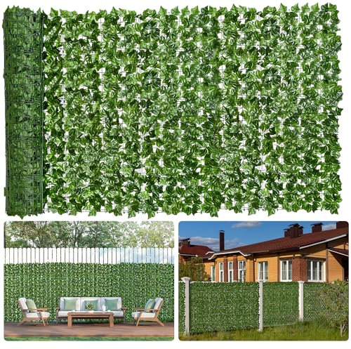Moeput Faux Ivy Privacy Fence Screen 16PCS 20 x 20 Inch Artificial Faux Ivy Hedge Expandable Faux Privacy Fence Decoration for Wall Screen, Outdoor Garden, Wedding Decor,No Cable Tie (160x40 inches)