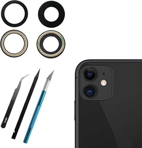 Peixiong Lente de Cristal de Repuesto para cámara Trasera para iPhone 11 con Adhesivo preinstalado y Kit de Herramientas de reparación, antiarañazos y Resistente al Agua.
