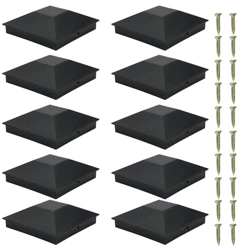 Hanzete 10 tappi per pali da recinzione in legno, 102 x 102 mm, in plastica, impermeabili, resistenti ai raggi UV, proteggono i pali da crepe e marciumi, per esterni, recinzioni e pali in legno,