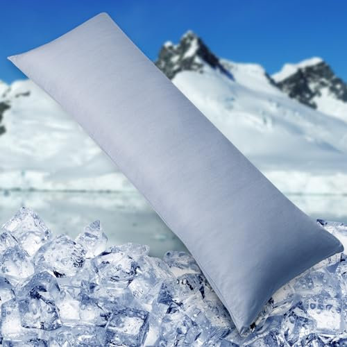 HOMFINE kühlender Kissenbezug 1 Pack - 40x145 Kuhlmatte für Mensch,Cooling Pillows,Nachtschweiß,Superweiche seitenschläferkissen Kissenhülle, Kühlfaser Doppelseitiges,abkühlung Sommer, Blau