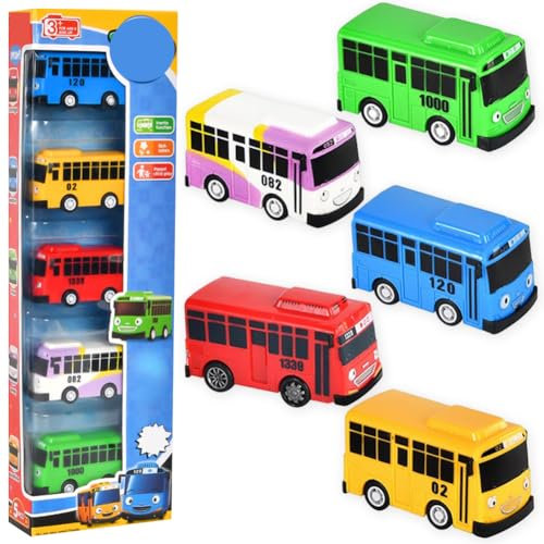 QWEPU 5 PCS Mini Bus Spielzeug,Mini Bus Auto, Mini Pull Back Spielzeugautos,Bus Modell,Kreatives Spielzeug für Geschenk, Geburtstagsgeschenke für Jungen und Mädchen (7CM)