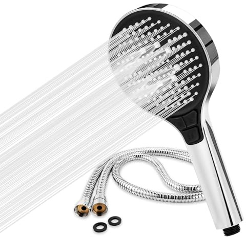Colist Soffione doccia e tubo flessibile da 2 m, soffione doccia portatile ad alta pressione, 5 modalità di spruzzo, design turbo universale per bassa pressione dell'acqua