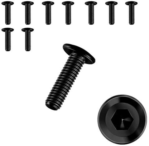 10 Piezas Tornillos M4 × 16,Tornillos Cabeza Plana,Tornillos Negros,Tornillos Hexagonal,Acero Inoxidable A2 V2A,Rosca Completa