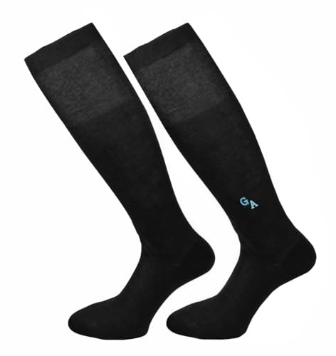 Remo Sartori, Calze Lunghe Uomo in Cotone Filo di Scozia con Iniziali Ricamate, 1 Paio, Made in Italy (IT, Numero, 43, 45, Regular, Regular, Nero)
