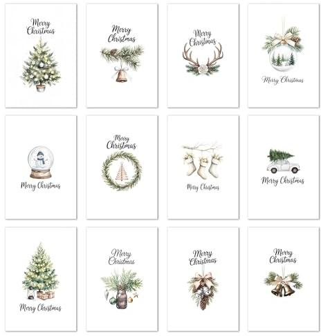 Edition Seidel Juego de 12 tarjetas de Navidad exclusivas con sobre. Tarjetas dobles/plegables con sobre. Tarjeta postal de Navidad
