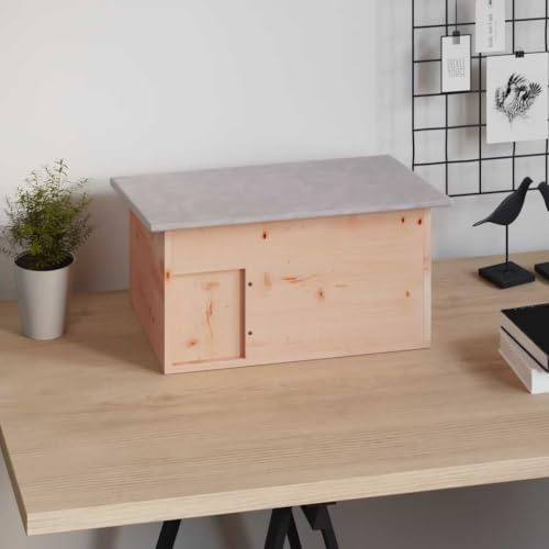 LoogCape Maison pour hérisson en bois de sapin massif 45 x 33 x 22 cm - Abri et mangeoire résistant aux intempéries avec entrée labyrinthe pour petits animaux - Maison résistante à l'hiver pour