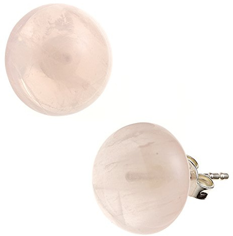 Jobo Damen-Ohrstecker aus 925 Sterling Silber mit Rosenquarz 12 mm Rund