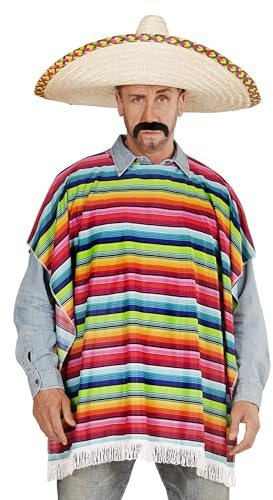 W WIDMANN MILANO Party Fashion - 42939 - Poncho mexicain, accessoire de déguisement, accessoire, jeté, mexicain, carnaval, fête à thème