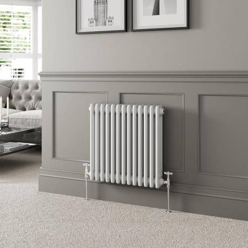 DuraTherm® 600 x 605mm White Traditional Horizontal Designer Radiator Triple Column Colosseum Cast Iron Style Central Heating Panel Radiators Rad