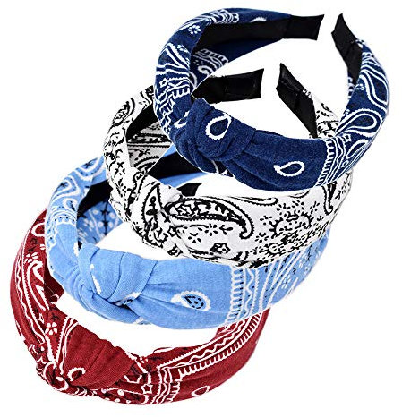 AYZ archcashew Bandeau pour cheveux pour femme torsadé imprimé extensible et anti-humidité de style bohème et vintage