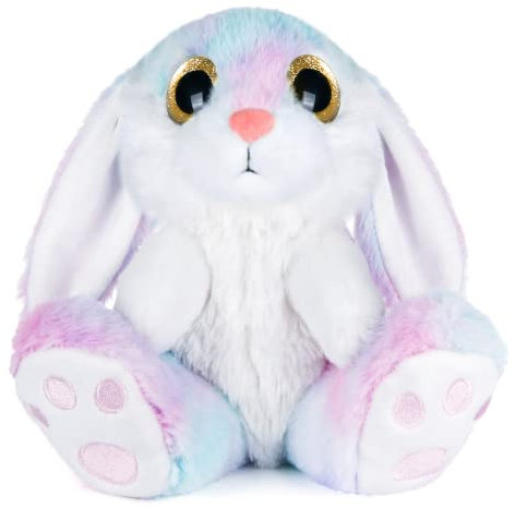 My OLi Bunny Soft Toy 22cm/8.5 Plush Rabbit with Floppy Ears – Cuddly Stuffed Animal Teddy for Babies Kids Boys and Girls Ideal Nursery Decoration | Rainbow