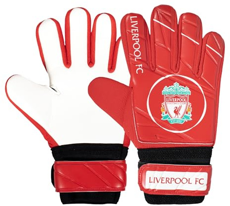 Liverpool FC Officiel - Gants de Gardien de But - Football - pour Enfant - Rouge/Blanc - Garçons: 5-10 Ans