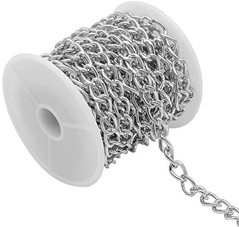 GYSRXS 5 Metri Collane a Catena Catene a Maglie Intrecciate Catena per Borsa a Metro Realizzato in Alluminioper Collane Gioielli Accessori Fai da Te,6.5×10mm (Argento)