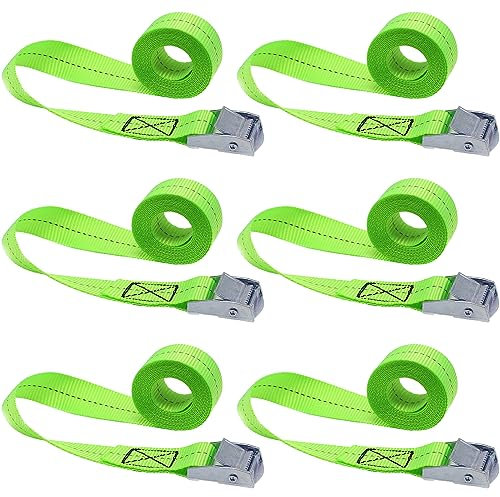 Cisixin 6 Pezzi Cinghie di Fissaggio Cinghie,Cinghie di Tensione con Fibbia,per Assicurare Carichi, Cinghie di Ancoraggio del Bagaglio per Portabiciclette Bicicletta Moto Auto,Verde