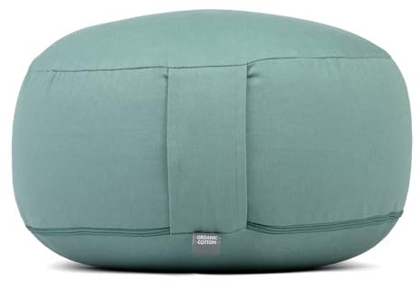 Bodhi Meditationskissen Rondo | ECO Serie | Yogakissen mit Kapokfüllung | Abnehmbarer Bezug aus 100% Bio-Baumwolle | Höhe 20 cm | Sitzkissen mit praktischer Trageschlaufe | Mineral Blue
