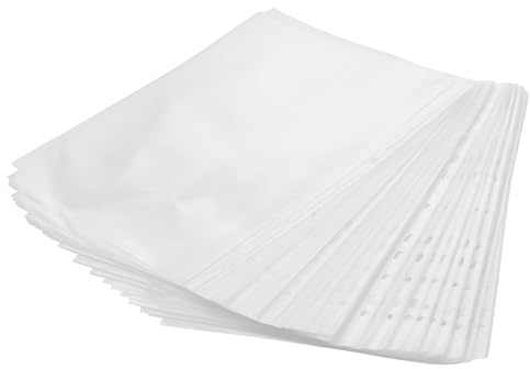 FUNSUEI 500 Fundas de Plástico Transparentes A4, Portafolios A4 de Plástico Perforados Transparentes para Documentos, Fundas Extrafuertes