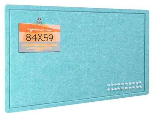 Large Bulletin Board - 84 x 59 Centimeters, Decorative Felt Pin Board for Wall - Foldable Photo Display Board with Self-Adhesive Tape, Includes 20 Push Pins - Turquoise Blue