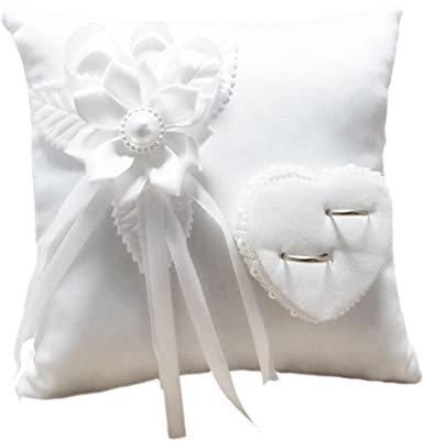 SHOWERORO Ringkissenhalter für Hochzeit Elegantes Ringkissen in Herzform Blumendekoration für Hochzeit Verlobung