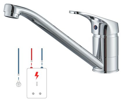 TVTIUO Robinetterie de cuisine basse pression, robinet d'évier pour chaudière, robinets de cuisine pivotants à 360 °, facile à enlever et à nettoyer, chromé