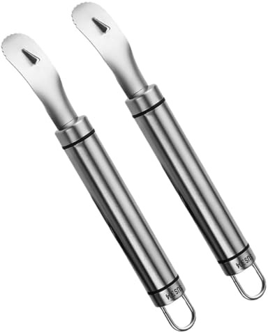 VINTORKY Lot de 2 Ouvre-Agrumes en Acier Inoxydable 304 Manche Long, Éplucheurs de Fruits et Légumes Pratiques, Outil Cuisine Polyvalent pour Peler Oranges et Citrons à Usage Domestique
