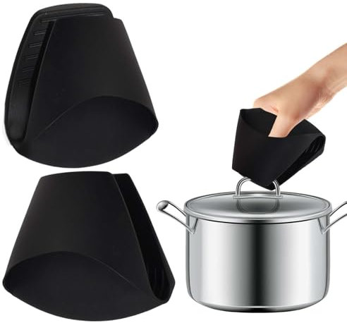 Guanti da Forno in Silicone, Resistenti al Calore per Friggitrice Spessi, Mini Guantoni da Forno per Cottura, Cucina, Barbecue, Griglia (Nero)