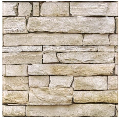 COMSTICKC Panneaux Muraux 3D Adhesif Pierre, 10 Pièces, 30x30 cm, Pierre Brune Fausse Brique Murale PVC, Revêtement Mural 3D Adhésif Imitation Pierre pour Salon, Chambre