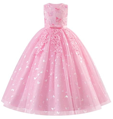 IBAKOM Robe de Filles Princesse: Paillettes Scintillantes sans Manches 3D Fleur Ruffle Tulle Tutu Robe de Fille de Fleur - Bal de Fête de Mariage d'anniversaire