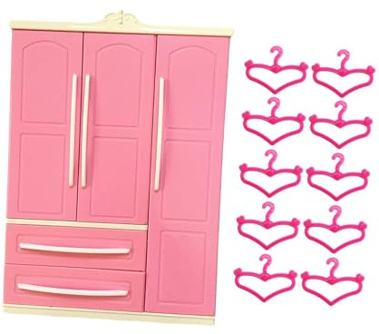 drburpily Armoire-penderie pour poupée avec Mini-tiroirs, Meuble de Rangement Durable et sûr pour bébé, en Plastique Robuste, équipée de Mini-tiroirs. , avec Cintre Coeur , 18.2 x 7 x 25.8 cm