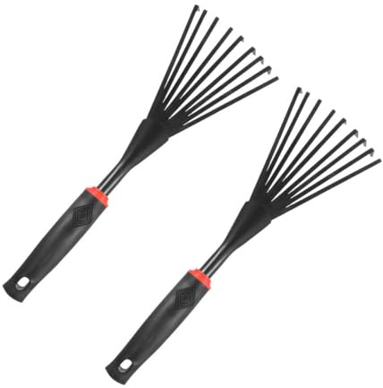 Beavorty Rastrello da Giardino a Mano 9 Radici con Impugnatura Ergonomica Antiscivolo, Set 2 Pezzi per Giardinaggio Esterno, Adatto a Foglie, Tagliata e Cura di Piante in Vaso