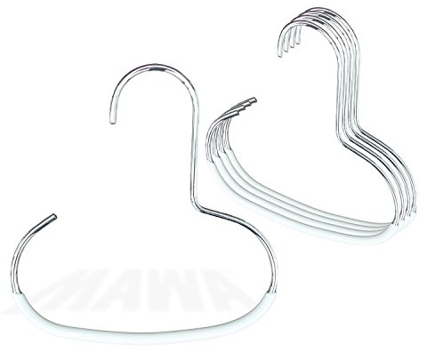 Mawa Scarf, Shawl, Belt, and Accessory Organizer, Non-Toxic Metal Hanger with Grip Coating, Easy Access Open Hook, Model G-1 Space Saving Design, Set of 5, White