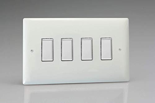 Varilight JOT104C Value Polar White 4 Gang V-Pro Multi-Way Touch Master LED Dimmer 0-100W