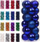 Emopeak Christmas Balls Ornaments 24Pcs, Shatterproof Xmas Balls Baubles Decor or Christmas Tree, Christmas Balls Hanging Holiday Wedding Party Decoration (Navy Blue, 1.2-3.1CM)
