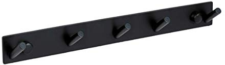 Ambrosya - Toallero de Acero Inoxidable en Negro - Armario Baño Gancho Ropa Set Soporte Toalla (Acero Inoxidable (Negro), 5 Ganchos)