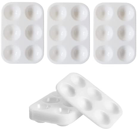 10 Stück Mischpalette aus Kunststoff,Malerei 6 Wells Rechteckig,Malpalette Aquarell Palette für Kinder Künstler Weiß 8.8x12.5cm