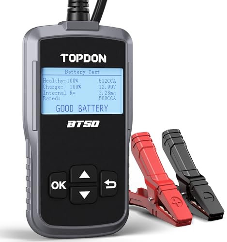 TOPDON BT50 12V Battery Tester with Battery Health Check - Cranking & Charging Test for Car, Truck, Motorcycle, ATV, SUV, Boat, Yacht