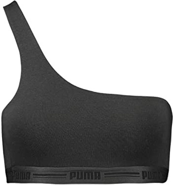 PUMA Kvinnors one-shoulder Heart Top Sports Bra, svart, XS, svart, XS