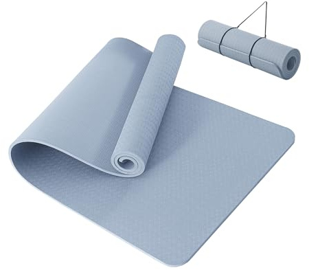 Good Nite Tappetino da yoga per esercizi e fitness, 10 mm, extra spesso, antiscivolo, per sport, pilates, palestra, resistenza a pavimento, con cinghia per il trasporto, 183 x 61 x 1 cm