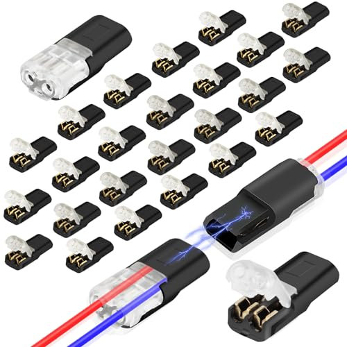 25 Stück 2-Polig Kabel Steckverbinder Stecker,Auto Stecker Steckverbindung Steckverbinder Verbindungsklemme,Wasserdicht Kabelverbinder,Kabel mit 18/22 AWG ist Kein Abisolieren Erforderlich