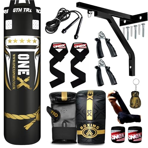 Boxing bag heavy duty punching bag Filled 5ft 4ft 3ft set, punch bag Kickboxing MMA Grappling Muay Thai Karate BJJ best punch bags equipment for Indoor or Outdoor boxing Training (BLACK, 4FT)