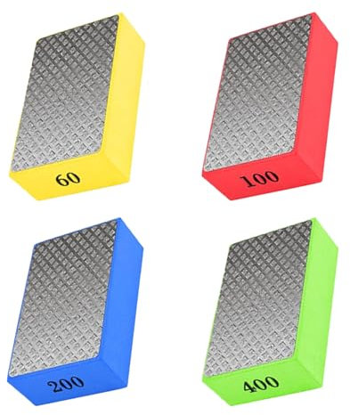 IUSOT 4pcs Tile Polishing Pad Diamond Hand Polishing Pads Porcelain Sanding Blocks Glass Polishing Kit, Tile File for Concrete Stone Granite Marble Ceramic 60# 100# 200# 400#