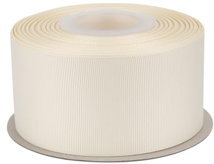 Tekdeere 50mm Solid Ivory Grosgrain Ribbon 22 Meters, Perfect for Gift Wrapping, Crafts, Bows Making, Sewing, Wreaths, Hair Accessories and Wedding Decoration