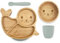 Koko Kids® Juego de alimentación para bebé de bambú y silicona – Plato y cuenco con ventosa de Robbenbaby + taza de silicona y cuchara