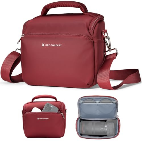 K&F CONCEPT Kamera-Rucksack Kameratasche, SLR-Taschen Umhängetasche, Camera Bag Liner-Tasche, Fototasche für Fotografen Geeignet für den täglichen Gebrauch (Rot)