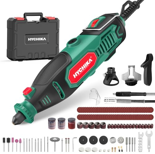 HYCHIKA Rotary Tool Kit with Chainsaw Sharpener - 150W Corded Power Rotary Tool 7 Variable Speeds 10000-33000RPM with 167 Accessories, for Detail Sanding Polishing Cutting Drilling DIY Engraving