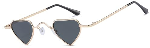 MEGAVOW Retro Gafas de Sol Corazon Mujer Hombre, Hippie Gafas en Forma de Corazón para Fiesta Viaje Sesión de Foto Pequeñas Divertidas Lentes de Sol Protección UV400 Moda Clásico