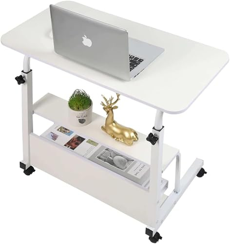 Escritorio portátil ajustable para laptop con ruedas, estación de trabajo con marco de metal para uso en casa, oficina, estudio