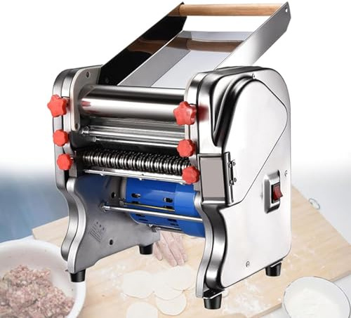 Machine à PâTes éLectrique Professionnelle, Laminoir à PâTe, Machine à Nouilles Automatique, Laminoir à PâTe 2 En 1 Robuste, Avec Lame De 3 Mm/9 Mm, Pour Linguine Et Lasagnes(FKM200)